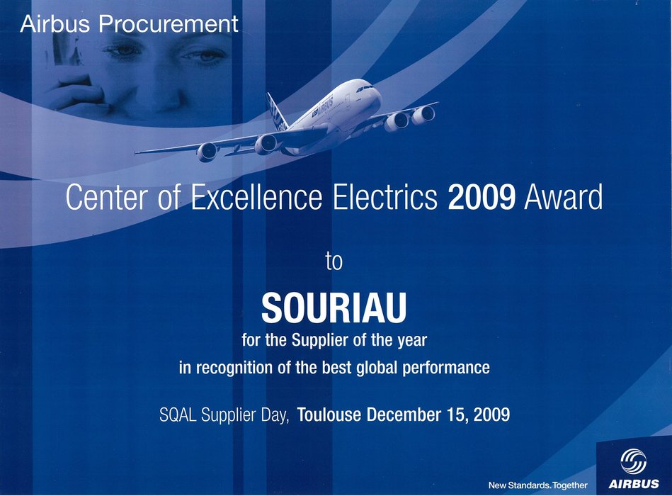 For the third year, SOURIAU wins AIRBUS’s best Supplier Award